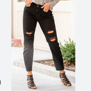 Judy Blue boyfriend jeans black distressed high waisted